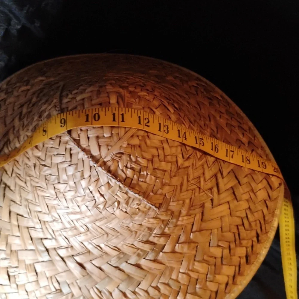 Vintage Tan Woven Straw Conical Hat